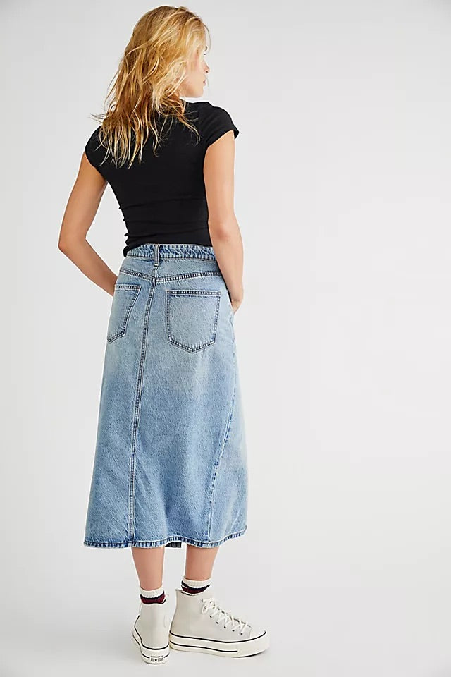 FREE PEOPLE! Denim CALABASIS Midi Skirt