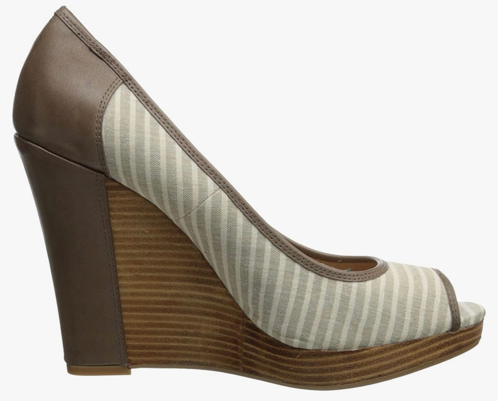 SPLENDID Stripe BEVERLY Peeptoe Wedge Sandal
