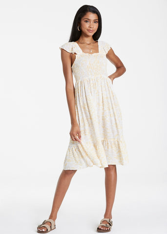 *DEAR JOHN Printed JORDAN Ruffle Sleeve Dress