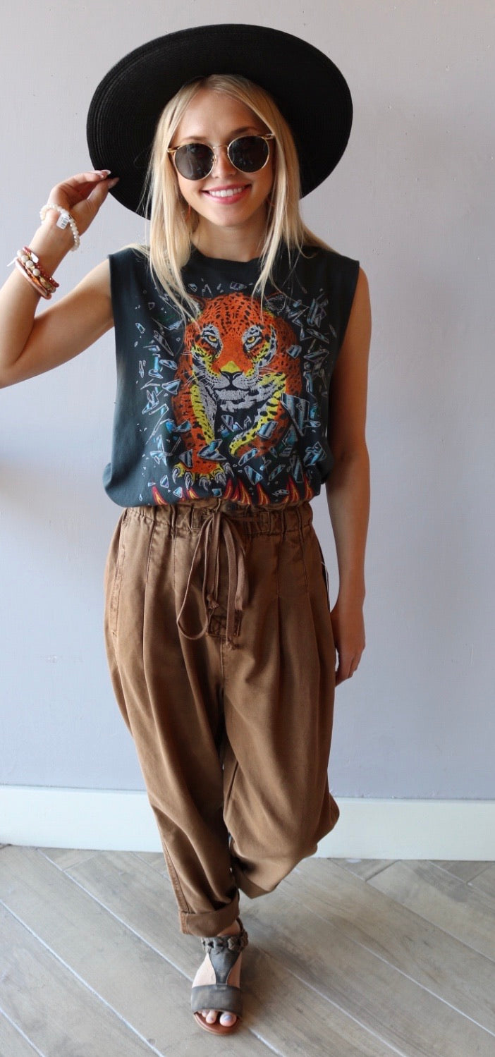 FREE PEOPLE Drawstring MARGATE Pleated PaperBag Trouser