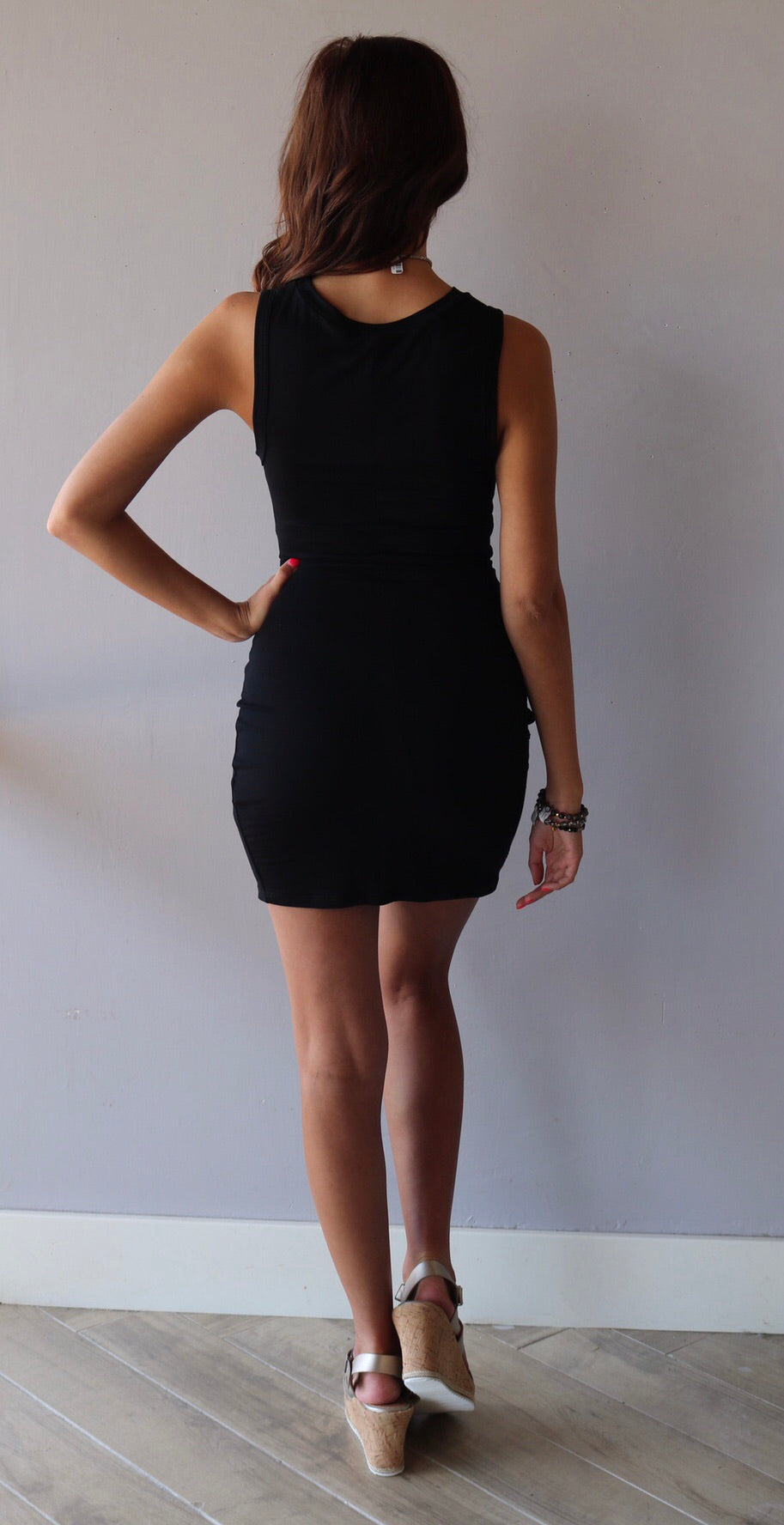 SECLUDED Twist Cutout Shirred Skirt JerseyKnit Dress