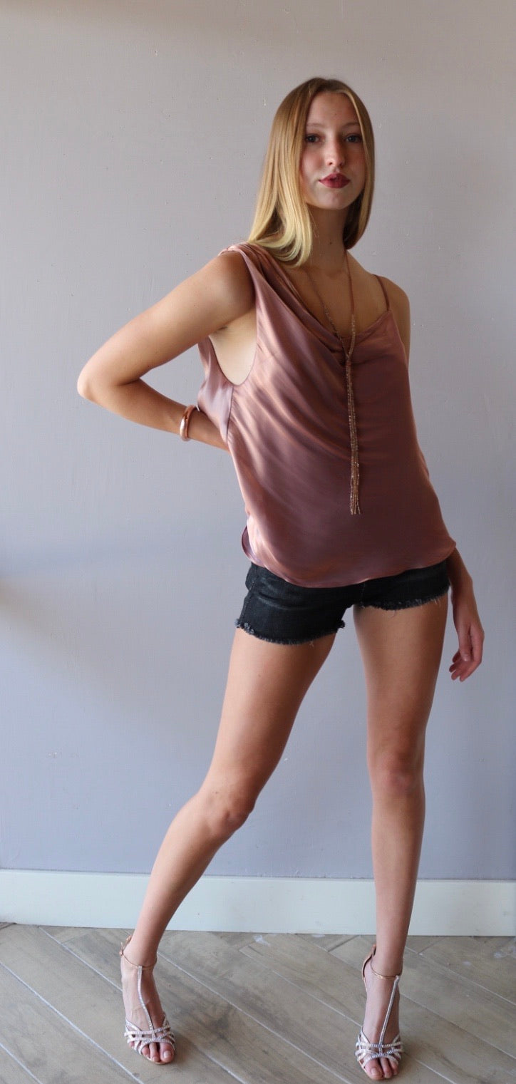 FREE PEOPLE Metallic SHIMMY SHIMMY OneShoulder Cami Top