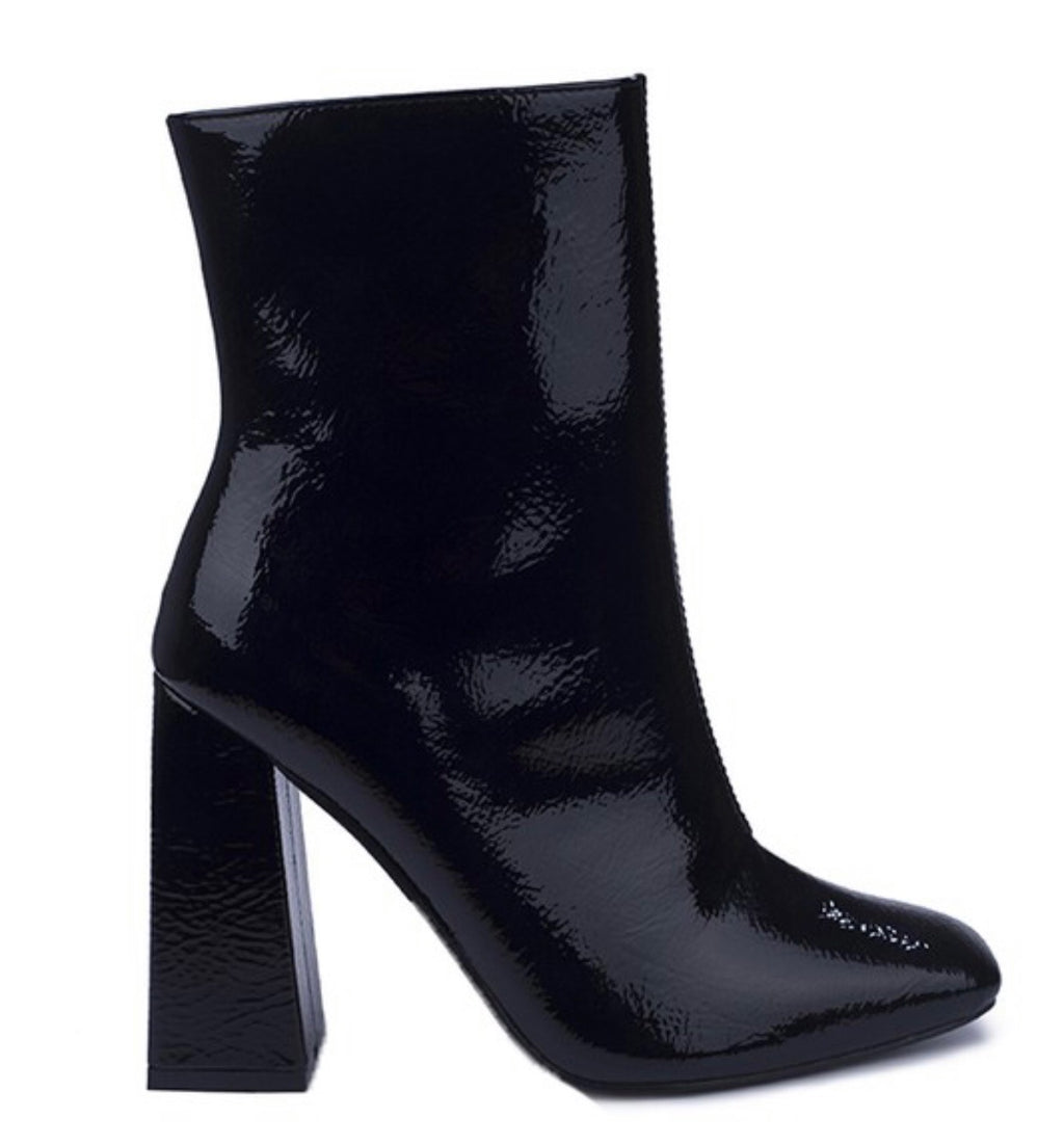 LOCKHART Patent SquareToe MidCalf Bootie