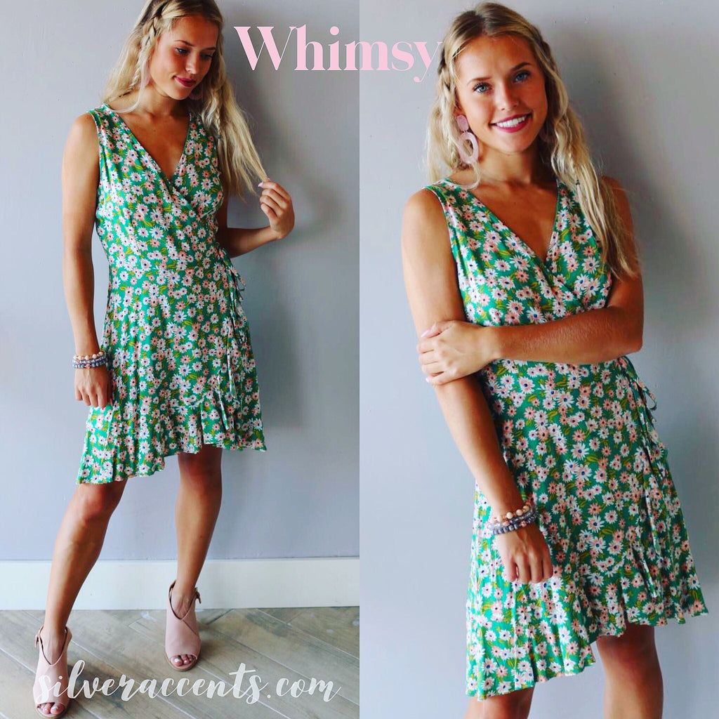 LUSH Floral WHIMSY RuffleWrap TieWaist Woven Dress