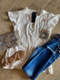 DEAR JOHN Eyelet Lace NORMA Short Sleeve Top