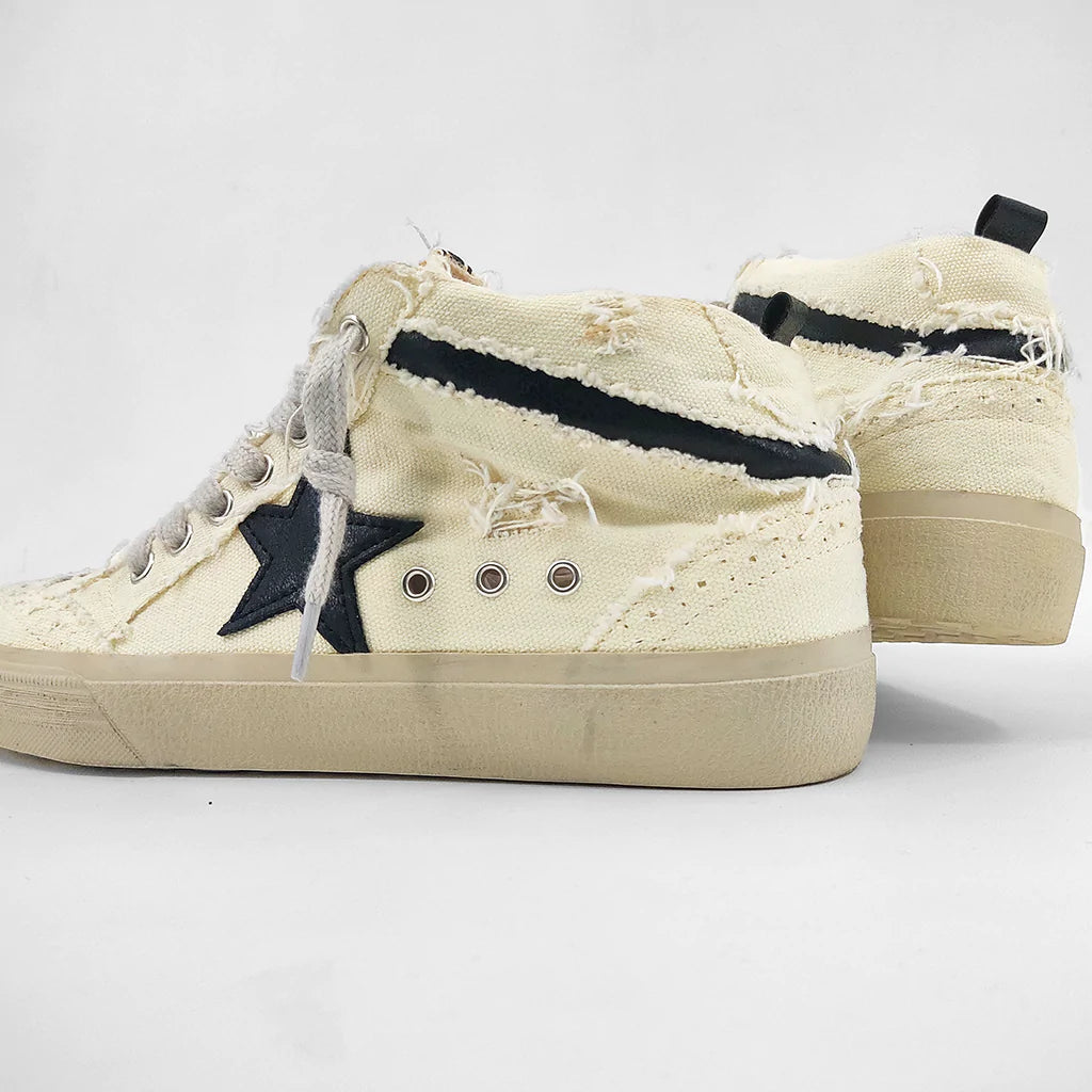 SHUSHOP MidTop PAULINA Distressed Star Sneaker