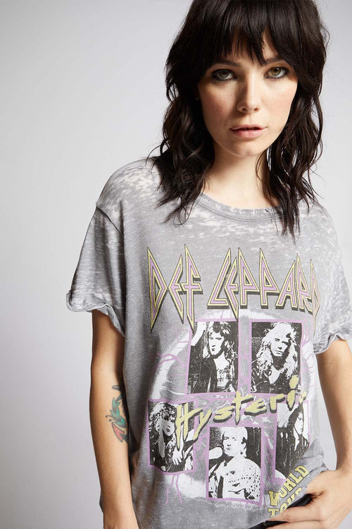 *RECYCLED KARMA Burnout DEF LEPPARD Hysteria World Tour Tee
