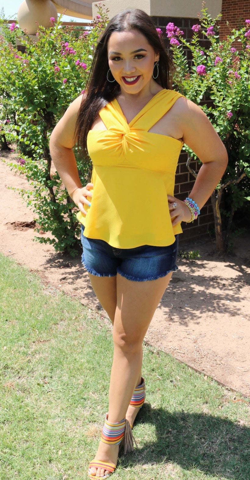 TCEC STRATEGY CrossFront HalterNeck Chiffon Top