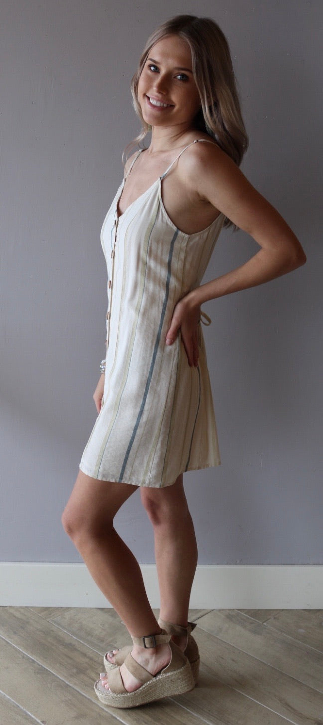 Style Rack WANDER Stripe ButtonDown TieBack Cami Dress