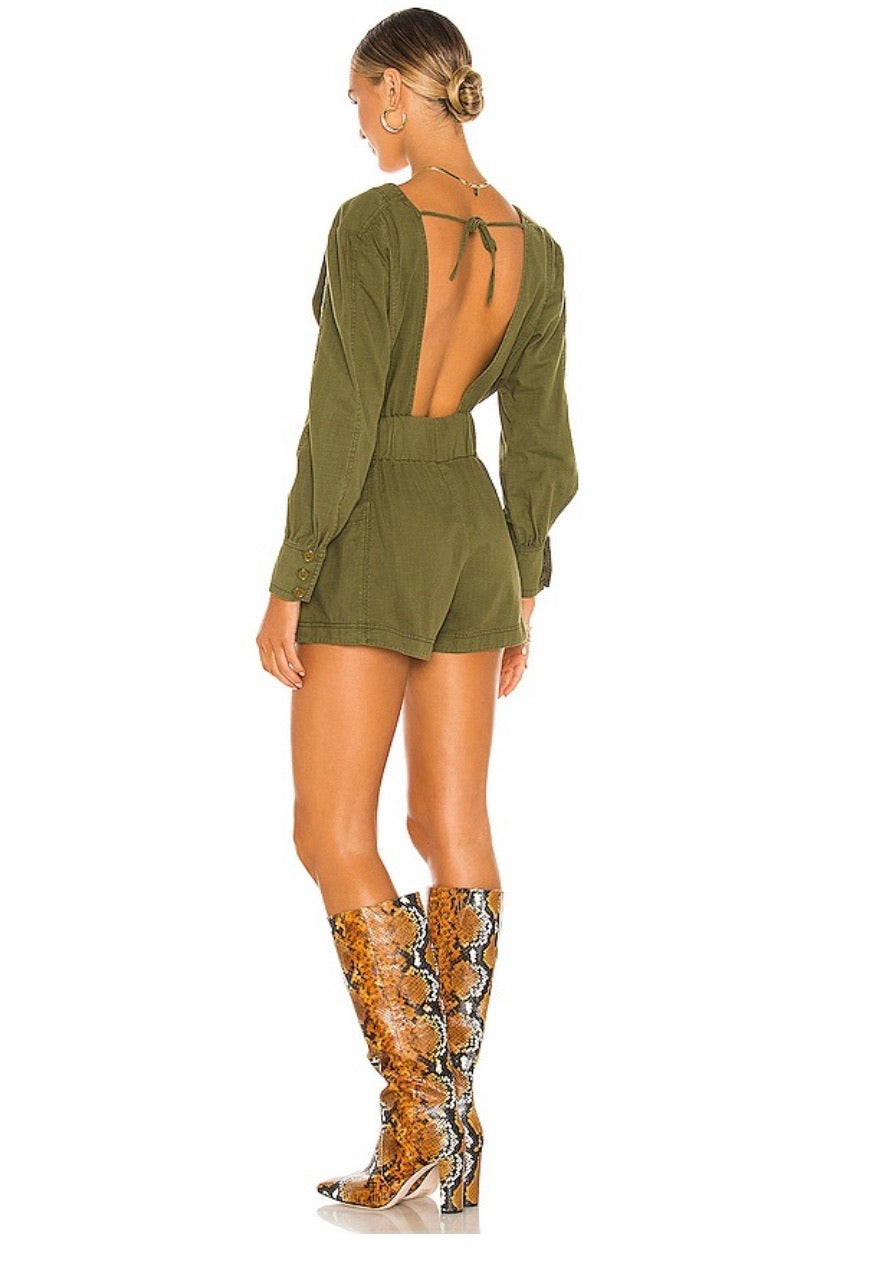 FREE PEOPLE Woven BESIDE YOU Shortall Romper