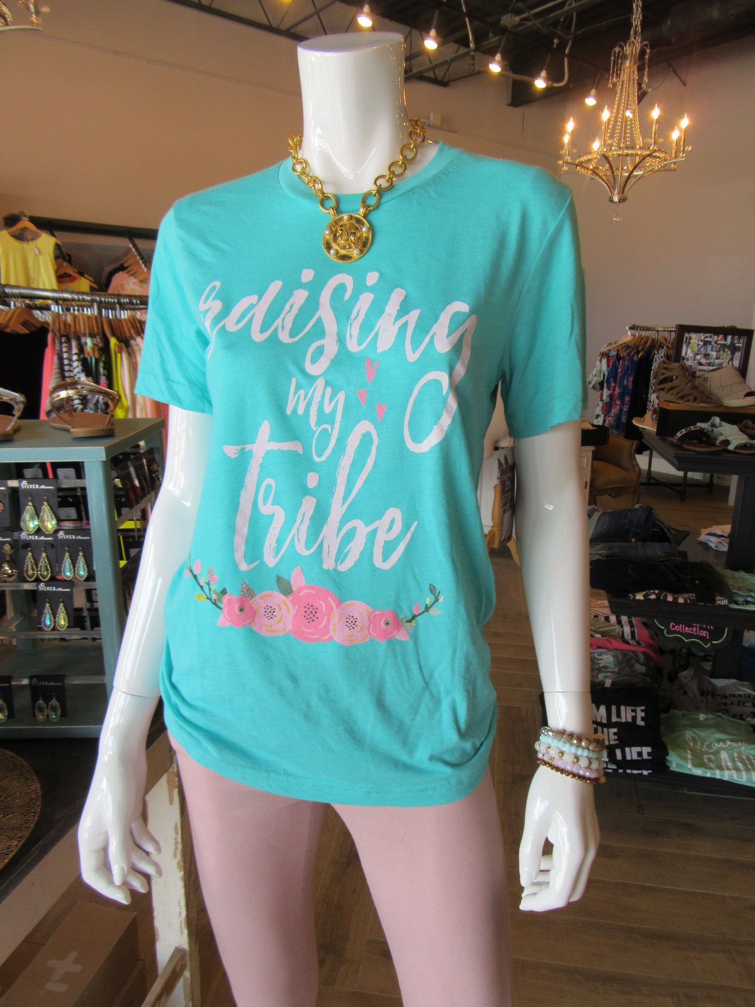RAISING MY TRIBE Boho Chic TrBlend Graphic Tee Top