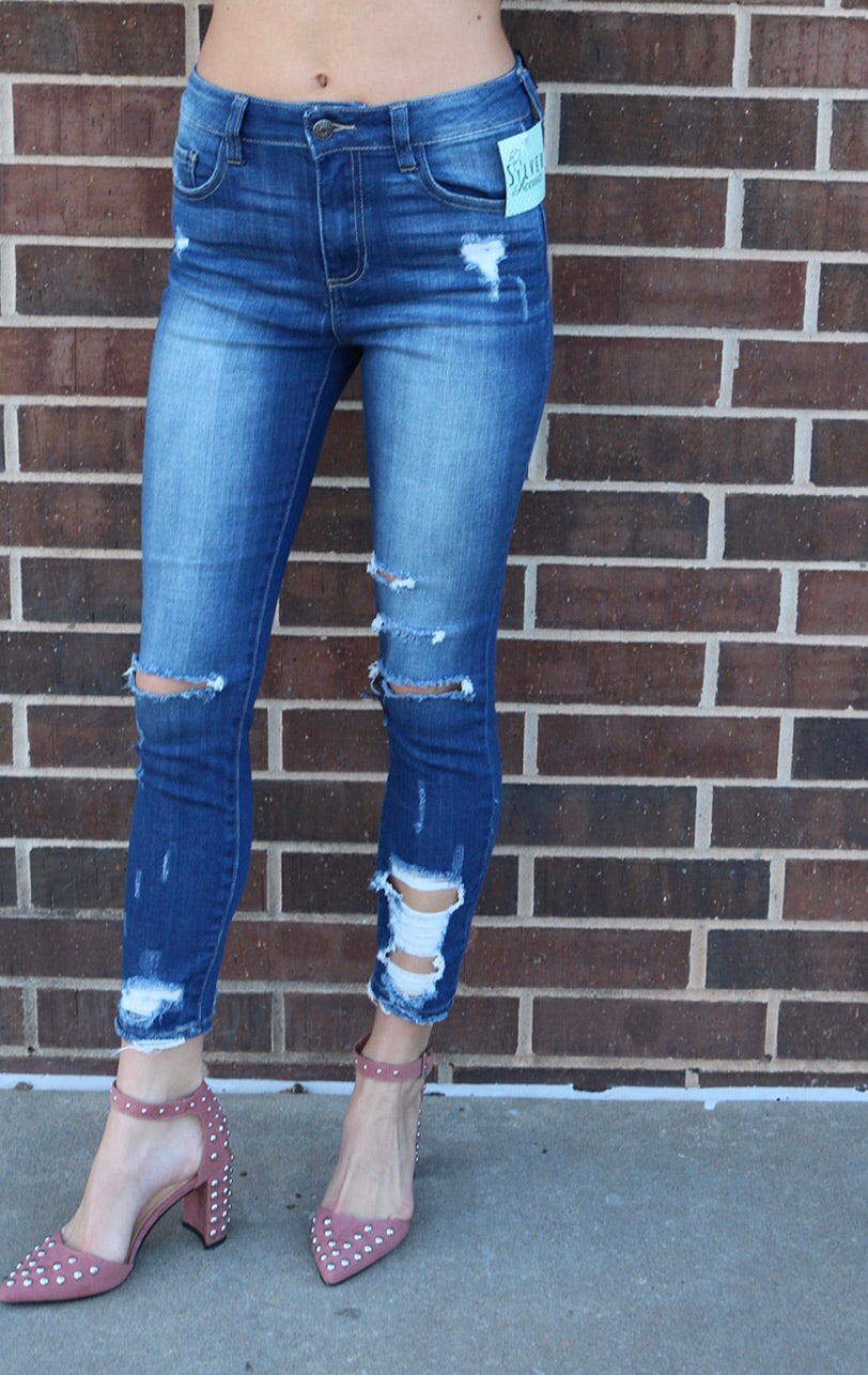 SO CAL HiRise Open Destructed Ankle Skinny Jean