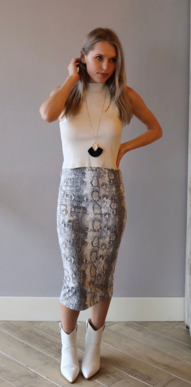 LESSONS MockNeck RibKnit Sleeveless Top