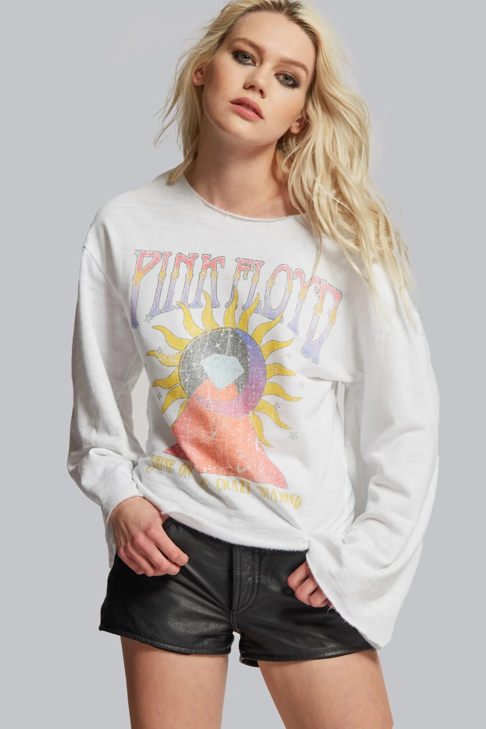 *RECYCLED KARMA Pink Floyd Shine On BellSleeve Top