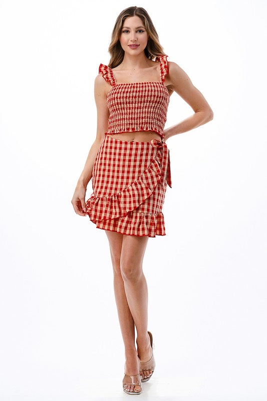 *BOOMER 2-piece Gingham Smock Top Set