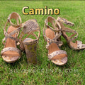 CAMINO Python Metallic Strappy Heel