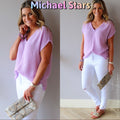 *MICHAEL STARS DoubleGauze DRAYA Hilo V-Neck Top