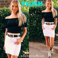 PLUSH Crushed Velvet Off Shoulder Smock WaistCrop Top