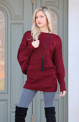 MAREE CableKnit DolmanSleeve Sweater Tunic Top Dress