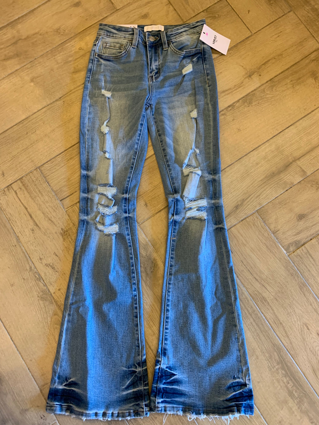 VERVET MidRise ELLERS BLUE Distressed Flare Jean