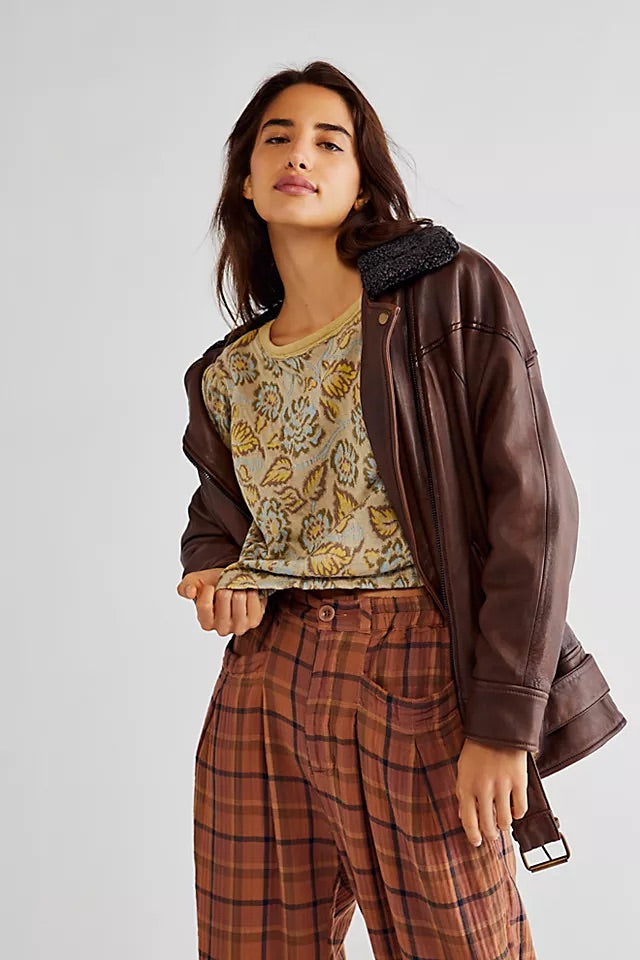 FREE PEOPLE Floral Puff Sleeve NO ORDINARY Reversible Top