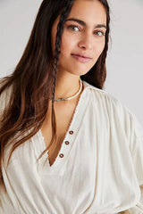 FREE PEOPLE Henley Neck DARREN Billowy Crop Top