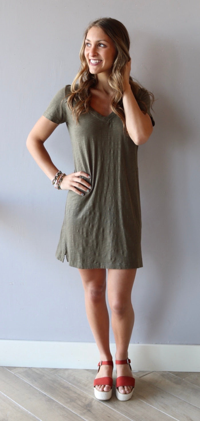 BOBI V-Neck BOURNE RawHem T-Shirt Dress