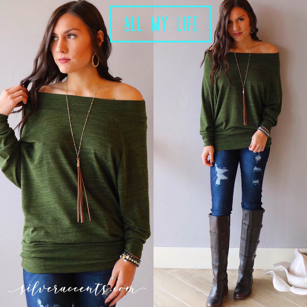 ALL MY LIFE Off Shoulder Tunic Sweater Top