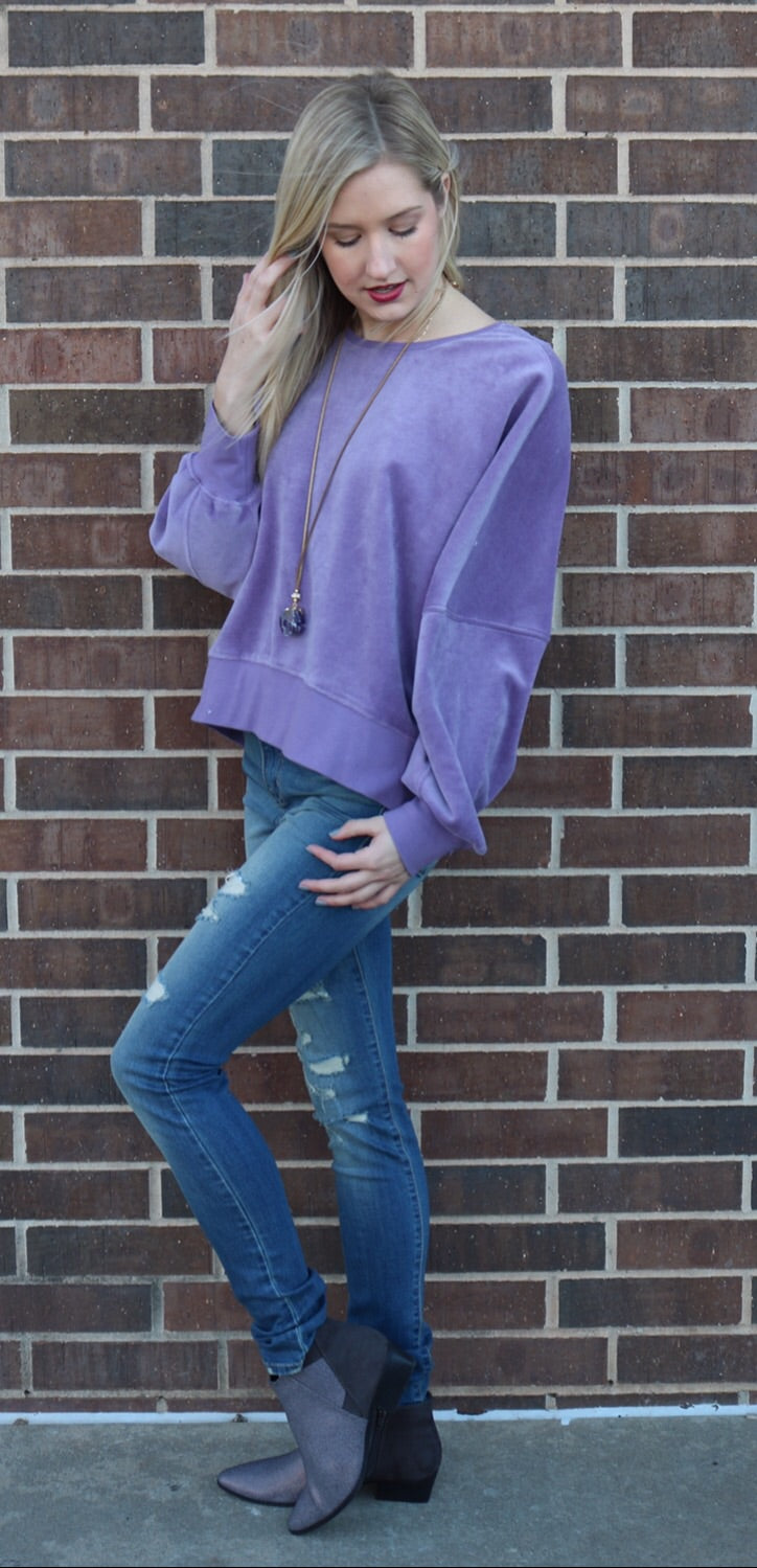 CULLEN Velvet Crossed OpenBack Pullover Top