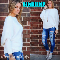 BETHEL Chenille BoatNeck Bubble Sleeve Top