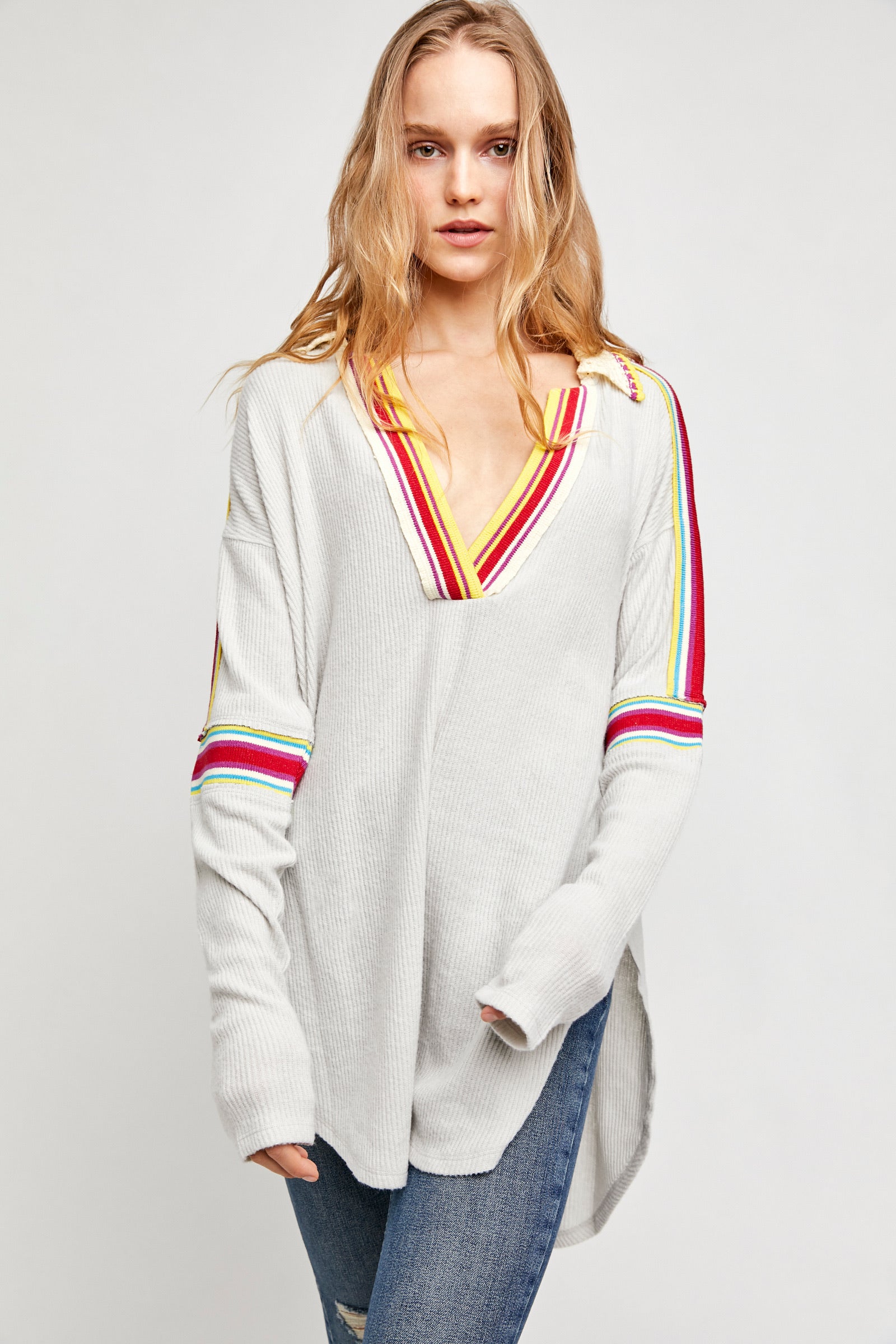 FREE PEOPLE RibKnit FEELING MAGICAL SWIT V-Neck Top