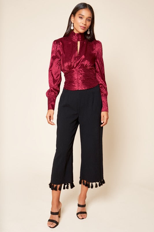 MOJAVE Cut~Out MockNeck Print Tie~Back Top