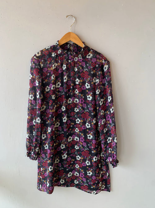 *BOBI BLACK Floral OLSEN Smock Neck Dress