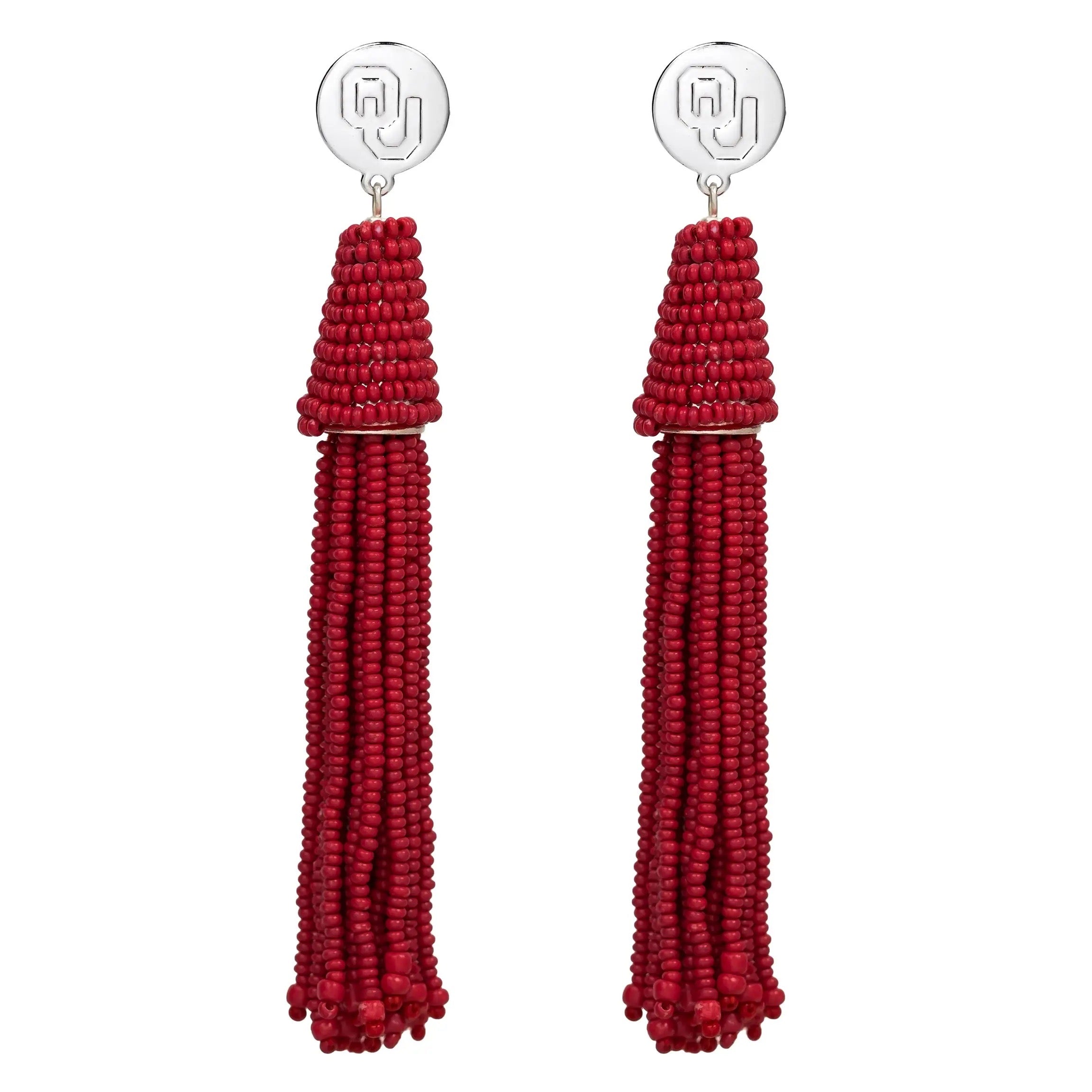 Emerson Street OU Beaded Tassel Earrings