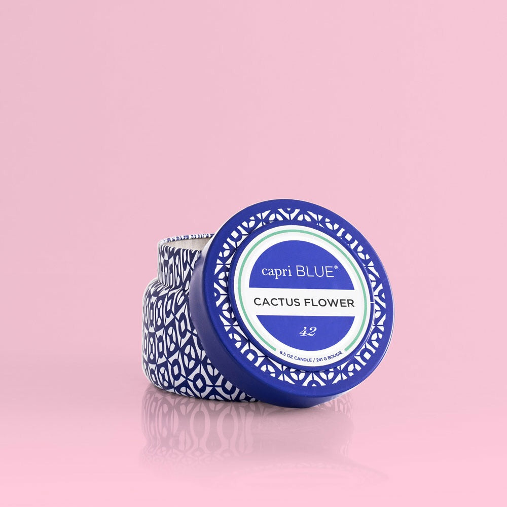 CAPRI BLUE Print Travel Tin 8.5 OZ Candle