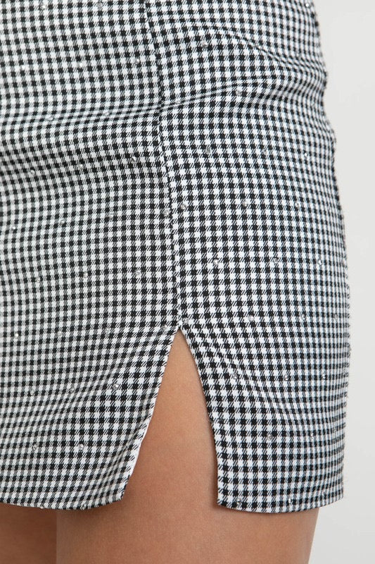 SQUARE One Gingham Plaid Sparkle Skirt