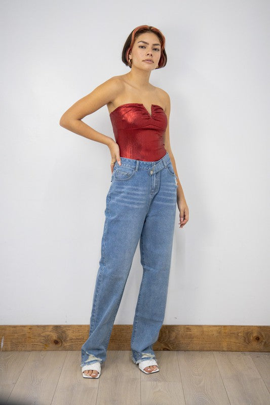 Cloud Ten RIVALRY Strapless Metallic Bodysuit