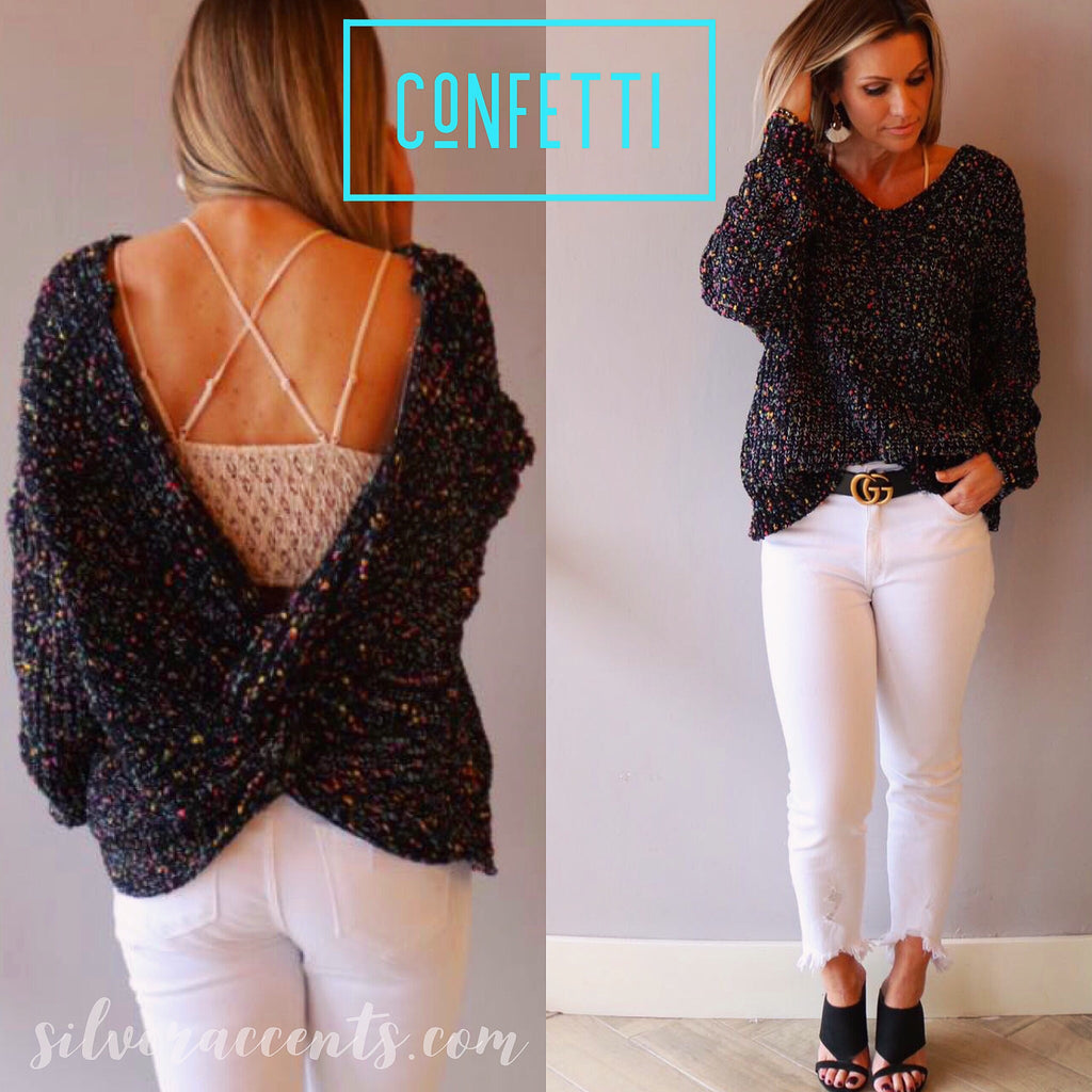 CONFECTION Multi Polka Dot Reversible Twist Sweater Top