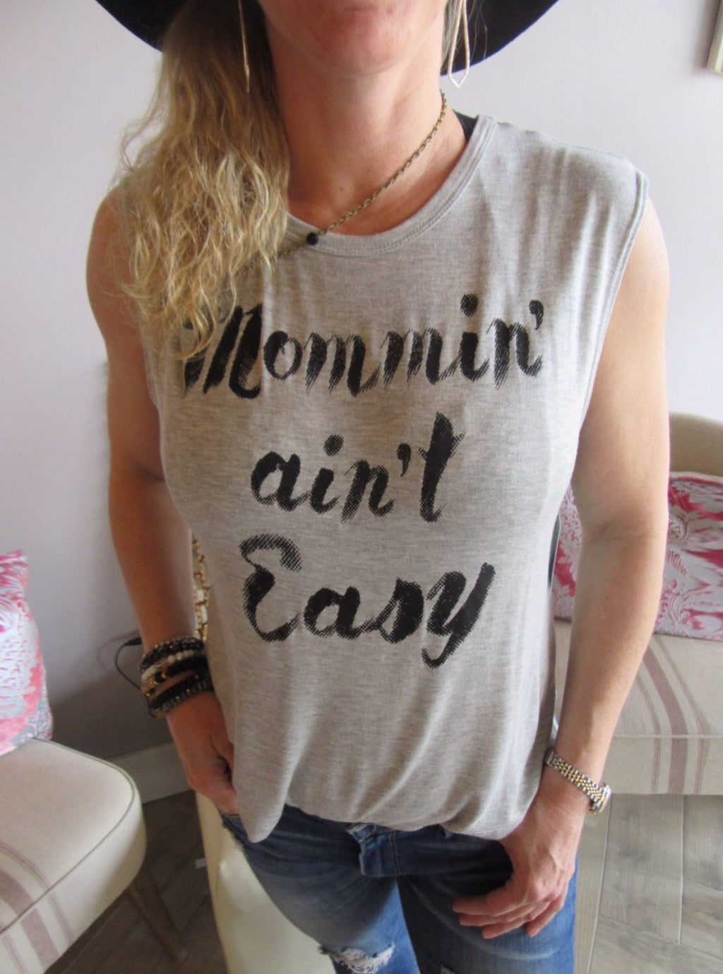 MOMMIN' AIN'T EASY HiLo Graphic Tank Top