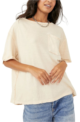 FREE PEOPLE Short Sleeve CARE Pocket Tee