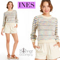 ANOTHER LOVE Puff Sleeve INES Striped CrewNeck Sweater