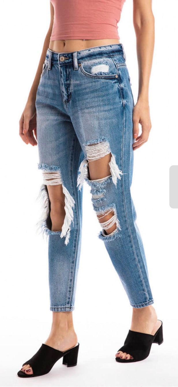 KANCAN HiRise CAMRYN HeavyDistress Jean