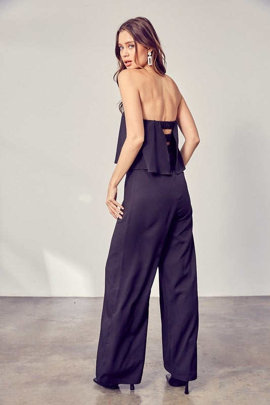 BOAST Pop~Over Strapless Ruffle  Jumpsuit