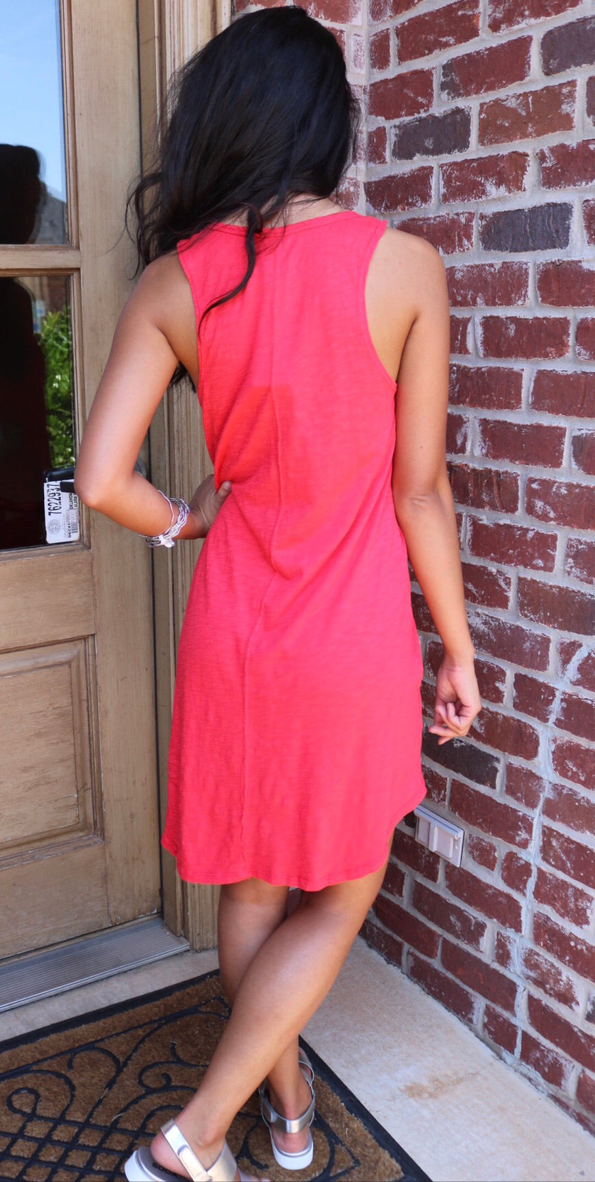 BOBI Slub Jersey TRUE GRIT RawSeam Detail ScoopHem Tank Dress