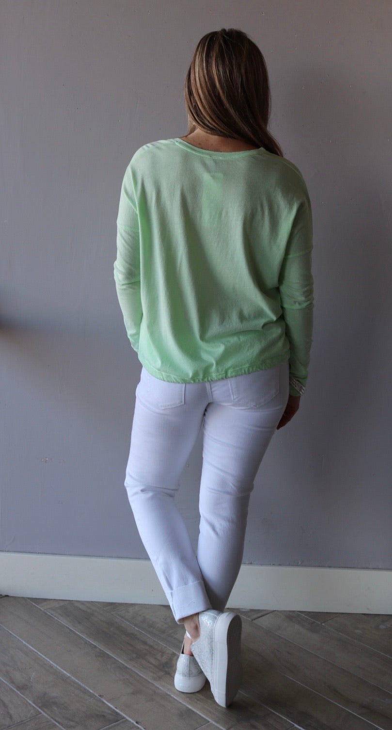 BOBI HYSTERICS Lightweight Jersey Drawstring Bottom V-Neck Top