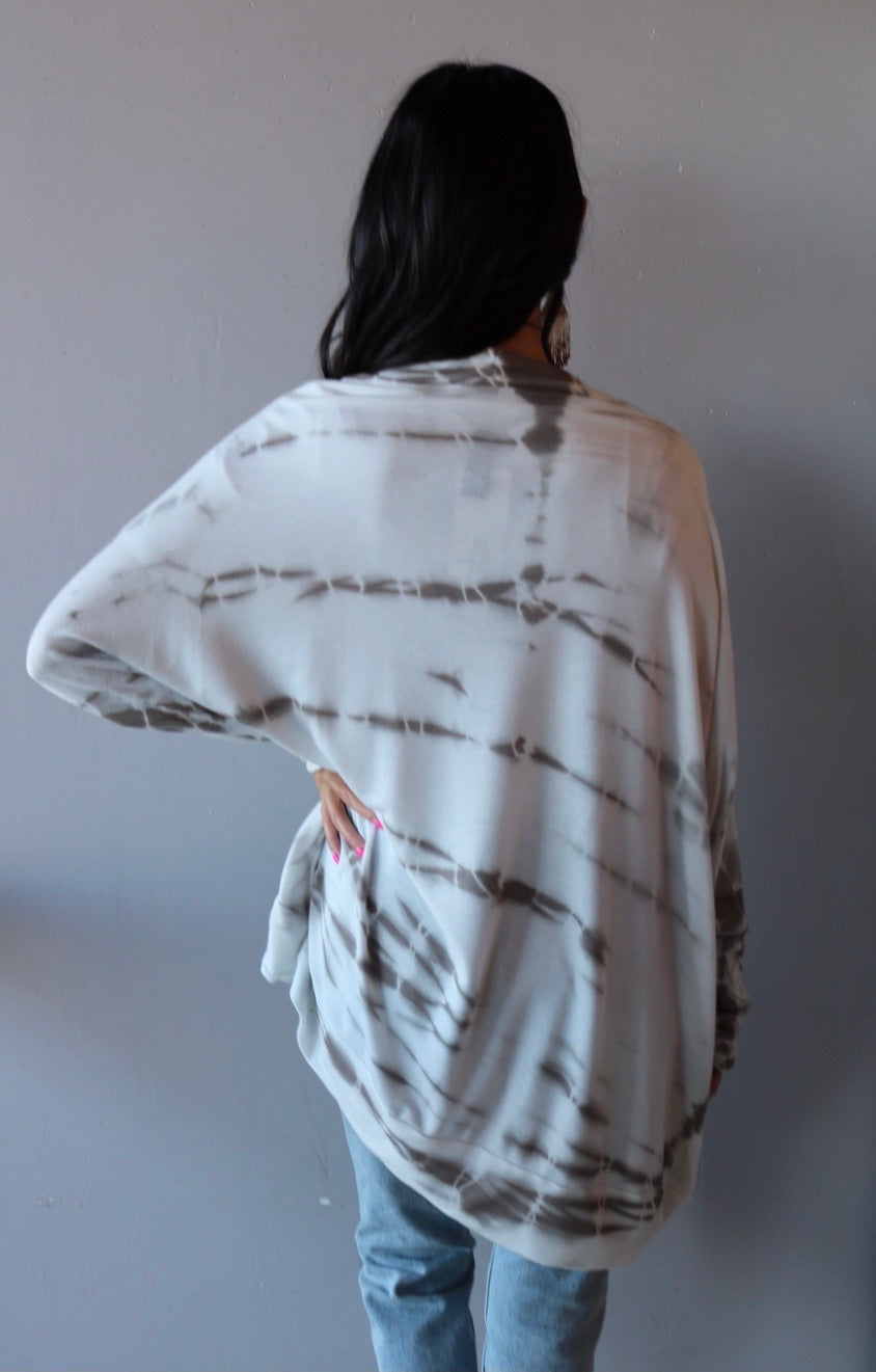 FANTASTIC FAWN LOCKER TieDye Cocoon KnitJersey Open Cardigan