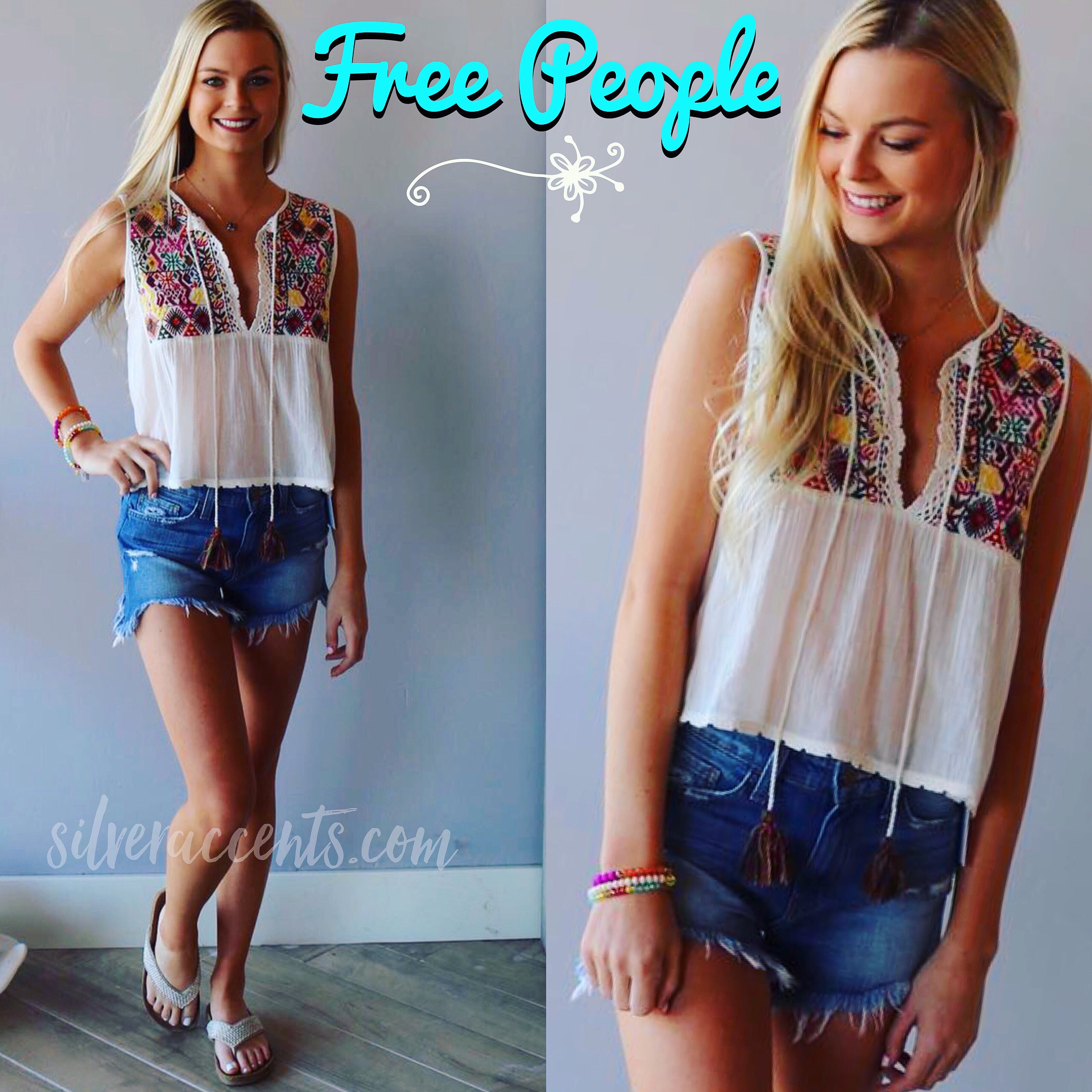 FREE PEOPLE Print LOHRI Embroidered Tie Tank Top