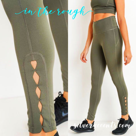 MONO B IN THE ROUGH Diamond Cutout Ankle Legging