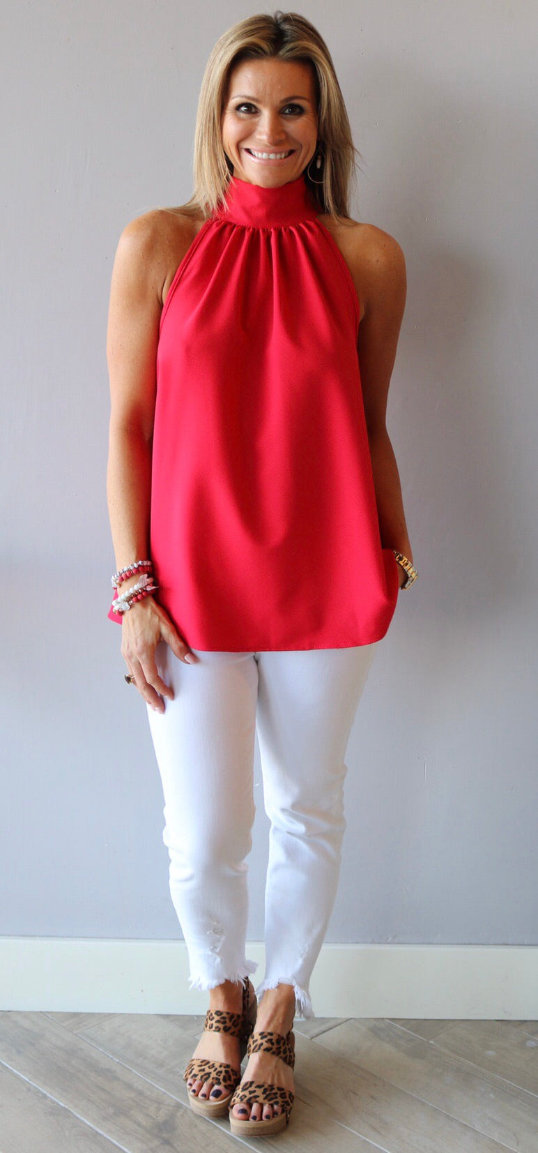 ENCHANTED HiNeck Tie KeyHole Back Tank Top