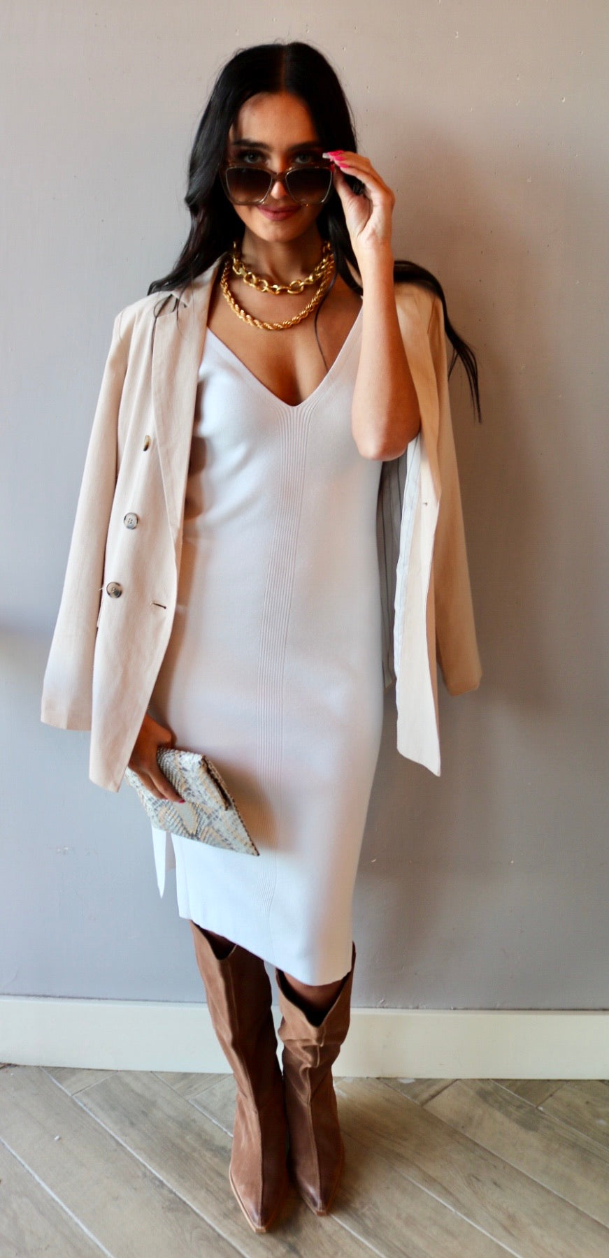 BOBI BLACK V-Neck CLANDESTINE Viscose Sweater Tank Dress